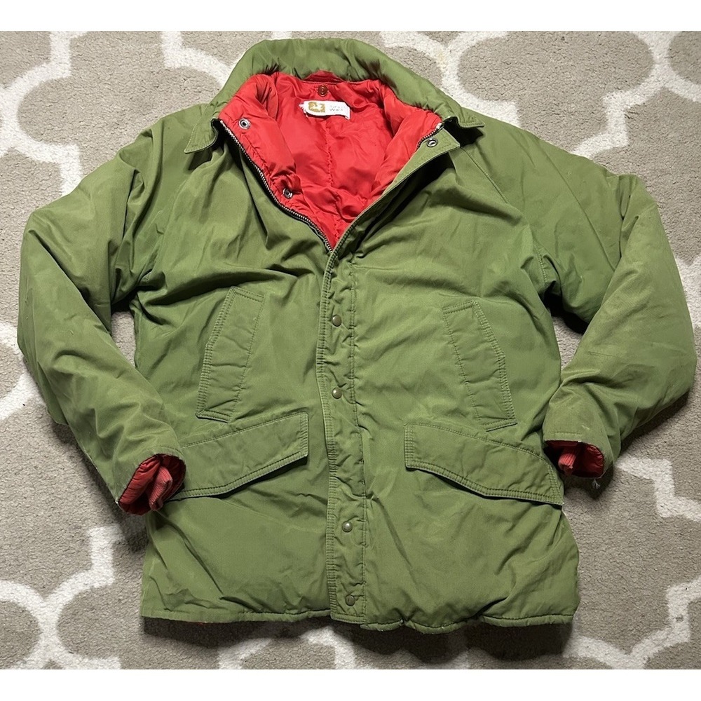 Vintage Hirsch Weis Parka Green Jacket Large Down Puffer
